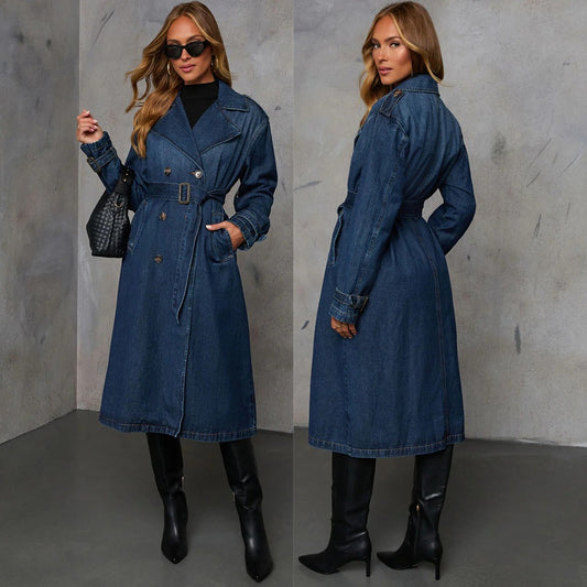 S-QFZ3455  Cowboy trench coat fashionable and versatile for winter -GYYF